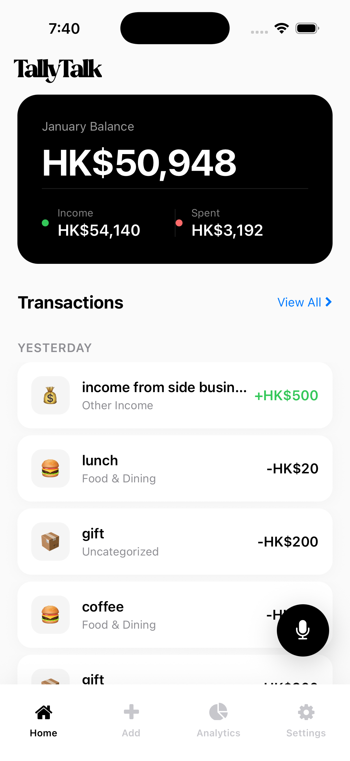Home - Balance & Transactions
